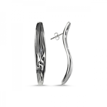 Cercei argint 925 model scoarta copac cu aspect vintage - Be Nature ETU0042 [0]